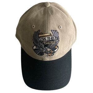 Harley Davidson LIVE TO RIDE Hat Tan Embroidered Script One Size Adjustable